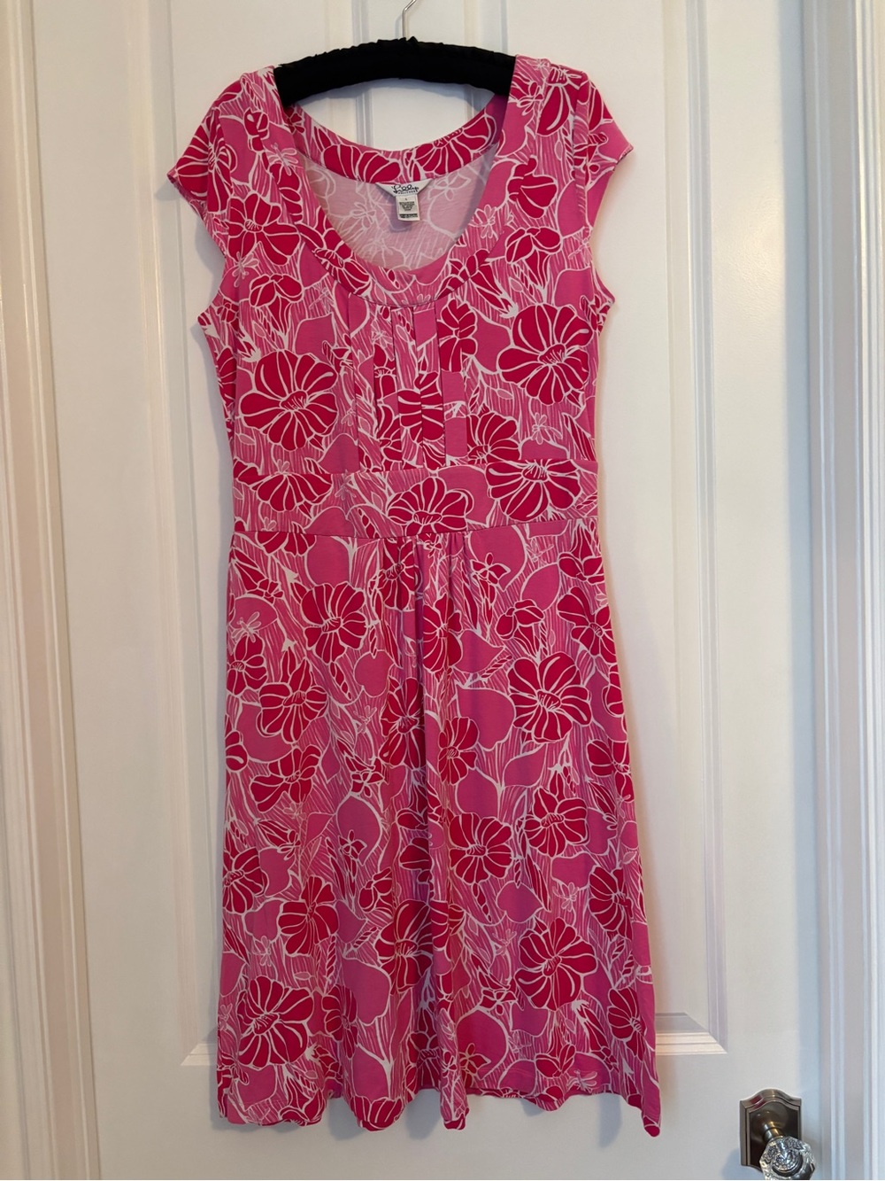 Lilly Pulitzer - Women’s Pink Floral Midi Dress. Size L. Viscose/Spandex